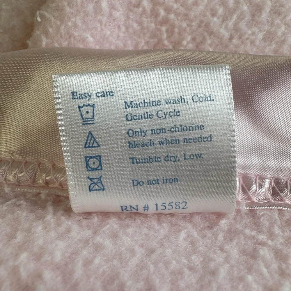 Vtg Wamsutta Baby Blanket Pink Satin Trim Flower Butterfly